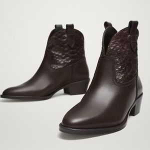 New Massimo Dutti Brown Western Boots